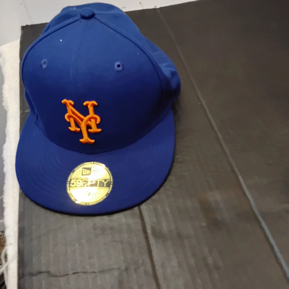 Blue New Era 59FIFTY Cap with Orange Logo